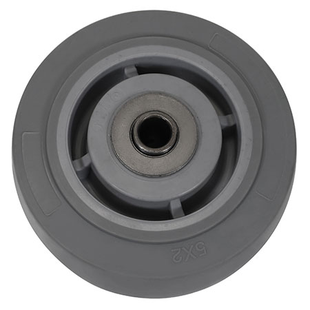 Side view of 5" x 2" rubber on plastic wheel